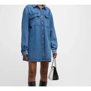FRAME The A-Line Denim Jean Casual Shirt Dress Size Large